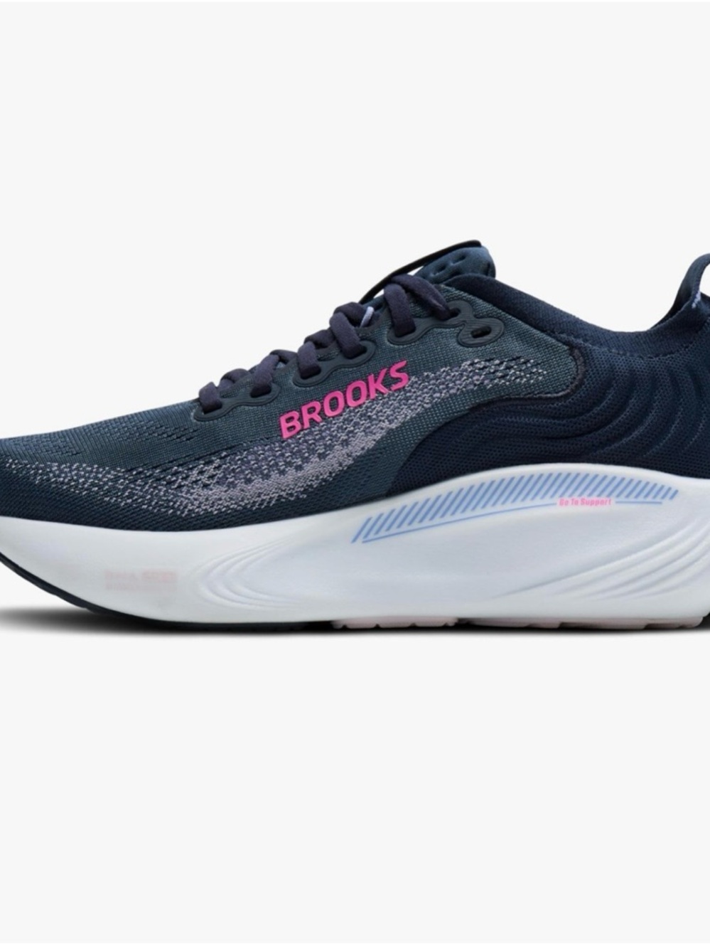 Brooks Women’s Navy Athletic Running Shoe with Pink Logo